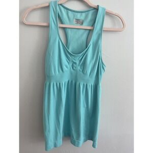 Athleta Women's Sz M Teal Aqua Workout Razorback Tank Top Shelf Bra Yoga Workout